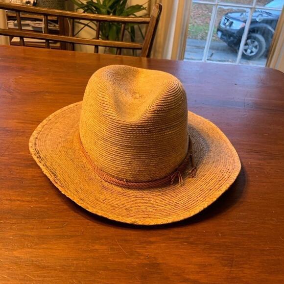 Legitimo Hat Saguaro Mexican Woven Palm Straw Sz 55 / 6 7/8. Cowboy w Band. - Picture 2 of 6